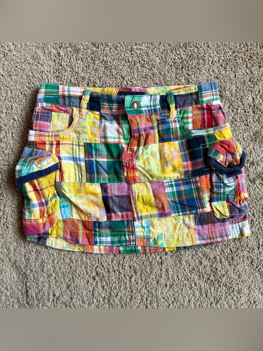 Polo by Ralph Lauren Girls Multicolor Patchwork Cargo Skort